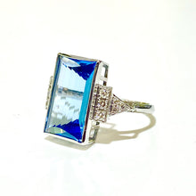 9ct White Gold 10ct Blue Topaz and Diamond Ring