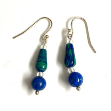 Sterling Silver Lapis Lazuli and Azurite Earrings