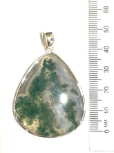 Large Teardrop Moss Agate Sterling Silver Pendant