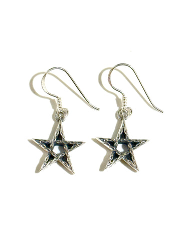 Sterling Silver Star Drop Earrings