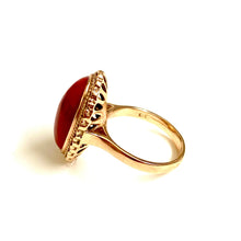 9ct Yellow Gold Ox Blood Coral Ring