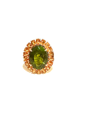 9ct yellow Gold Citrine and Oval  Tourmaline Oval ring