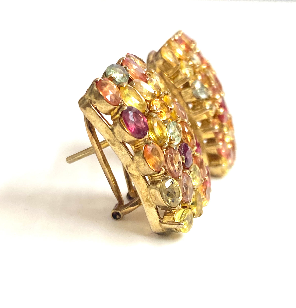 Sterling Silver Gold Plate Multi Coloured Sapphire Earrings