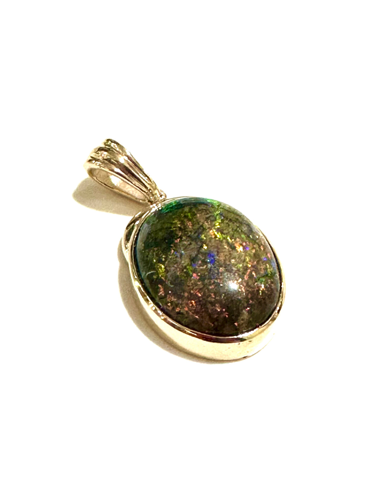 9ct Yellow Gold Black Opal Pendant