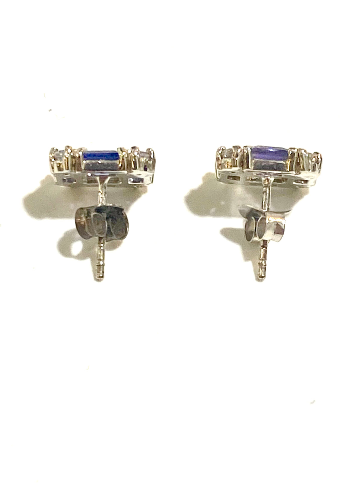 Sterling Silver Tanzanite and CZ Earrings