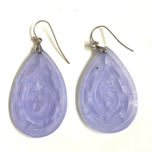 Sterling Silver Teardrop Shaped Lavender Jade Earrings