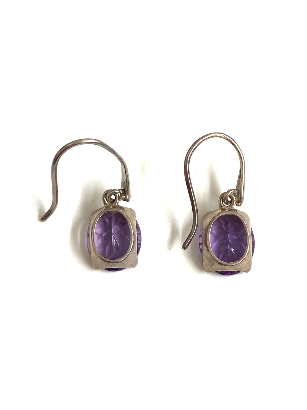 Sterling Silver Amethyst Oval Earrings