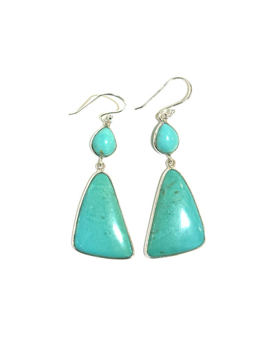 Sterling Silver Turquoise Kite Shape Hook Drop Earrings