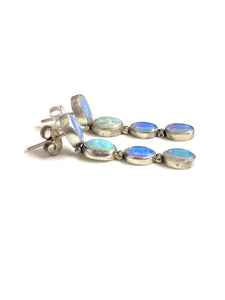 Sterling Silver Solid Opal Drop Earrings