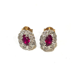 9ct Gold Ruby and Diamond Earrings