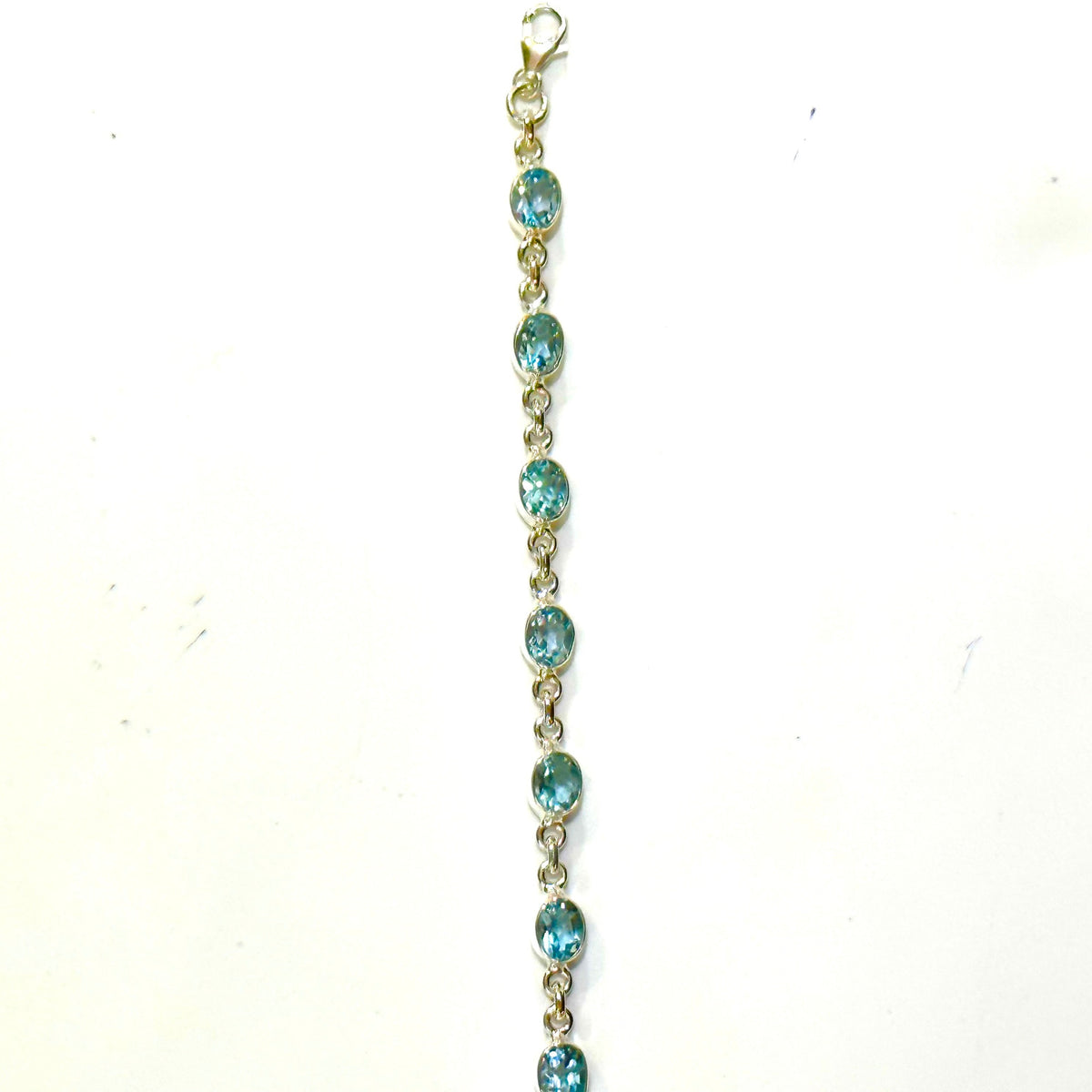 Sterling Silver Natural Blue Oval Topaz Bracelet