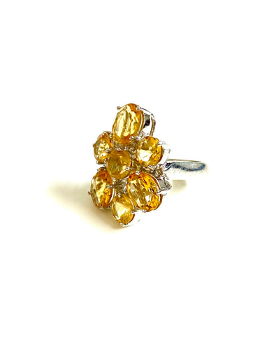 Sterling Silver Citrine Flower Ring