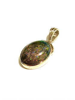 9ct Yellow Gold Black Opal Pendant