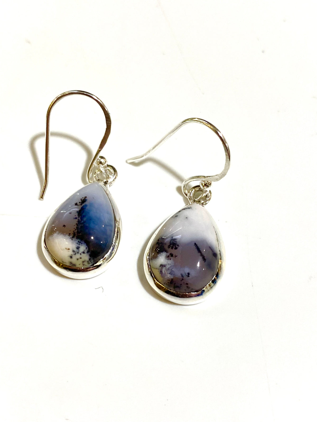 Dendritic Agate Sterling Silver Drop Earrings
