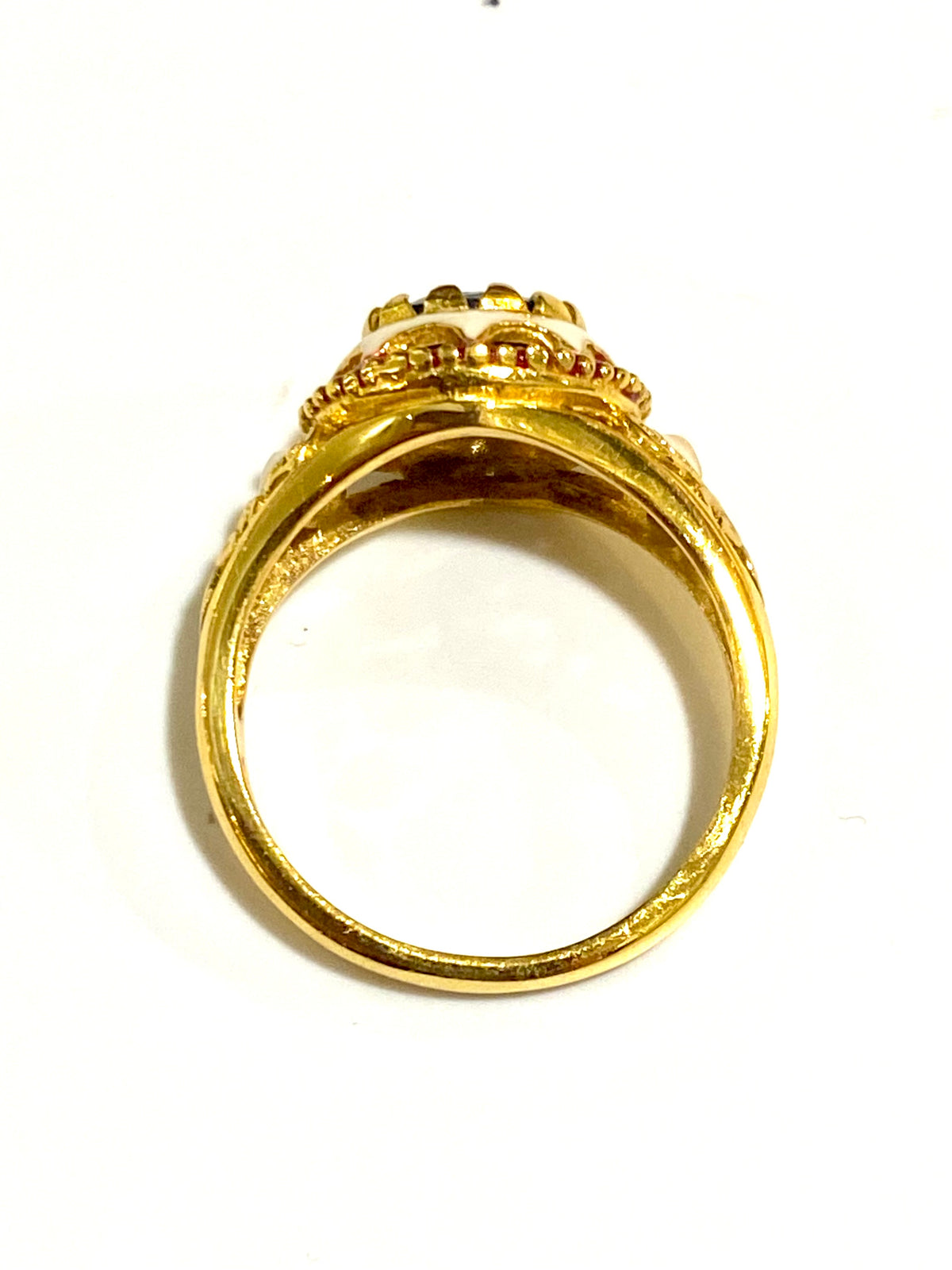 Brass Enamel and Gemstone Ring