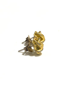 Sterling Silver Gold Plate Knotted Square Earrings