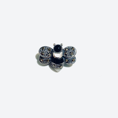 Sterling Silver Marcasite Onyx Busy Bee