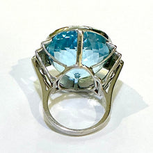 9ct White Gold Checkerboard Cut Dome Natural Topaz Ring