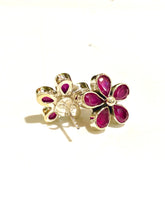 Sterling Silver Ruby Flower Stud Earrings