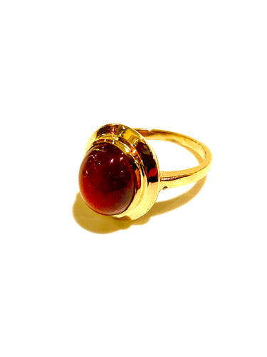 9ct Gold Garnet Cabochon Ring