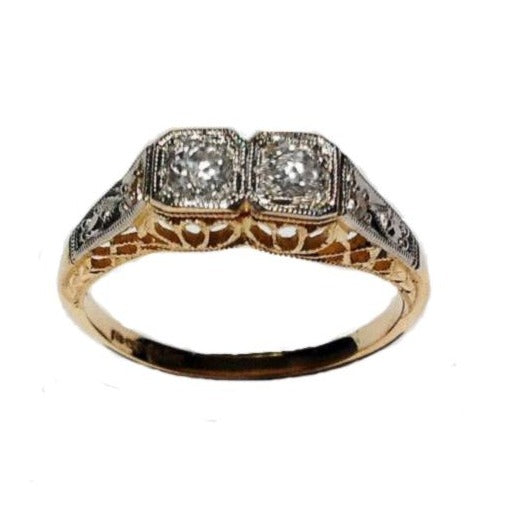 Antique 18ct Rose Gold Twin Diamond Ring