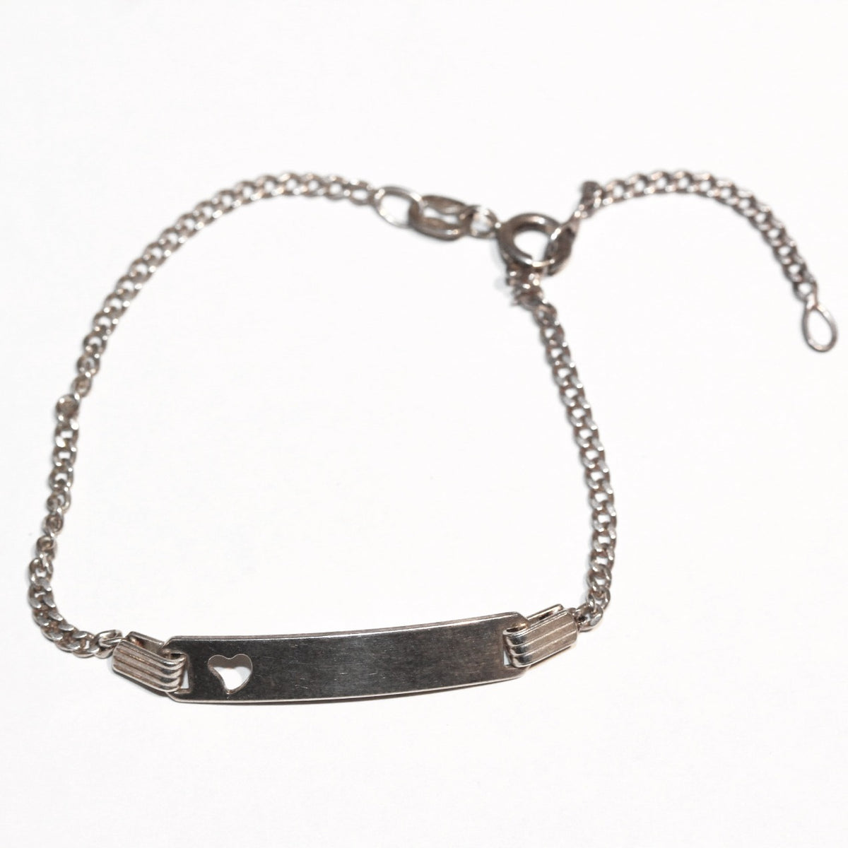 Sterling Silver Heart Tag Childrens Bracelet