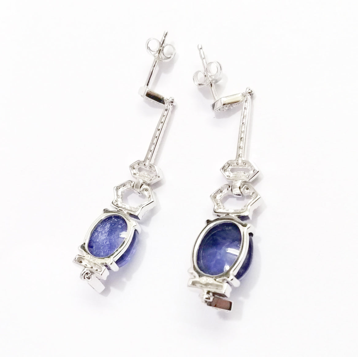Cabochon Tanzanite and Diamond Stud Earrings