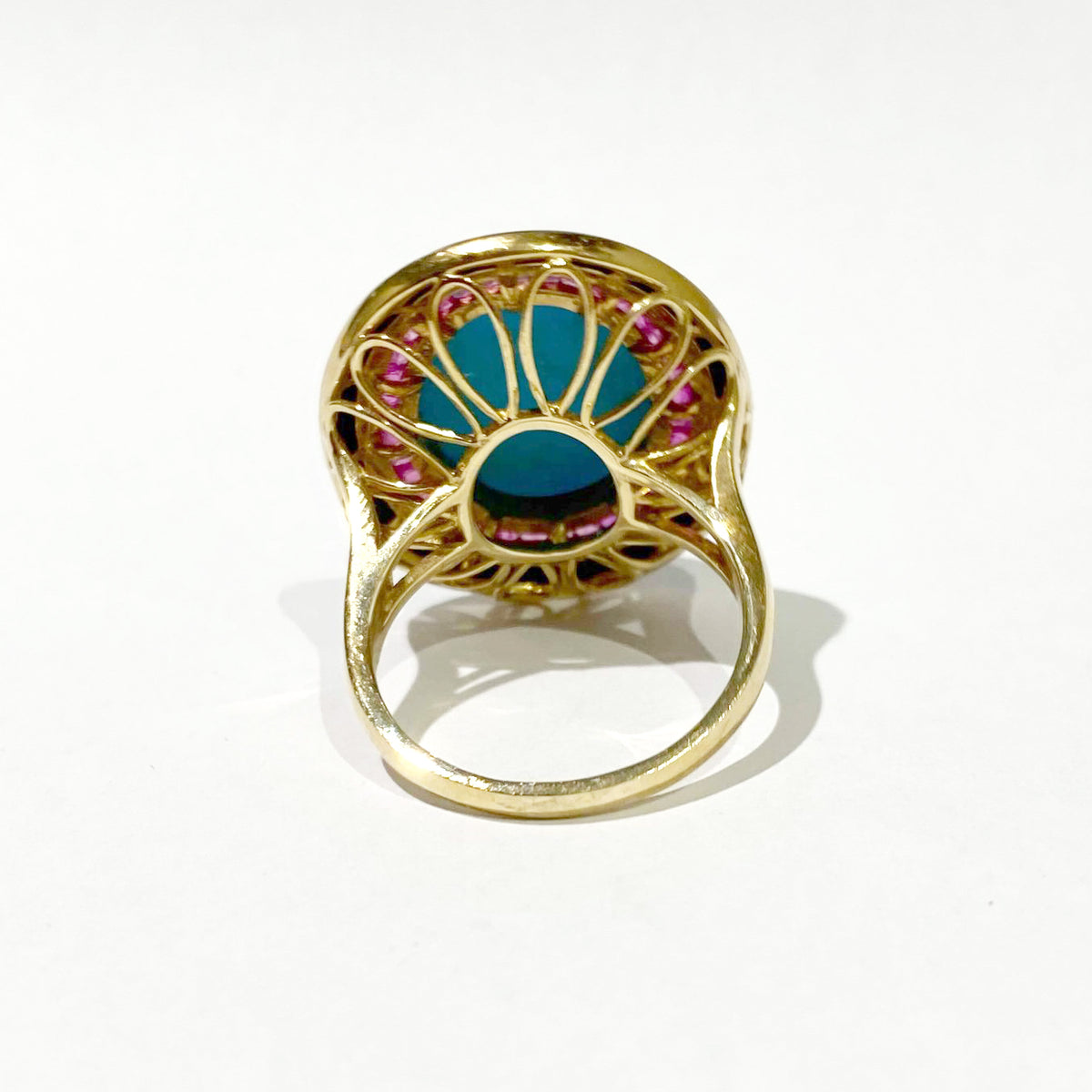 Sleeping Beauty Turquoise, Pink Sapphire and Onyx Ring