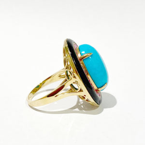 Sleeping Beauty Turquoise, Pink Sapphire and Onyx Ring