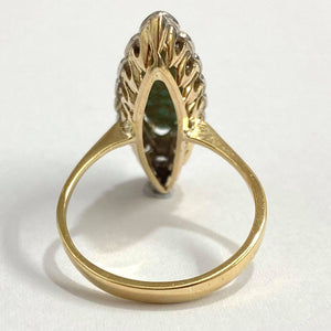 Vintage 18ct Yellow Gold Turquoise and Old Cut Diamond Dress Ring