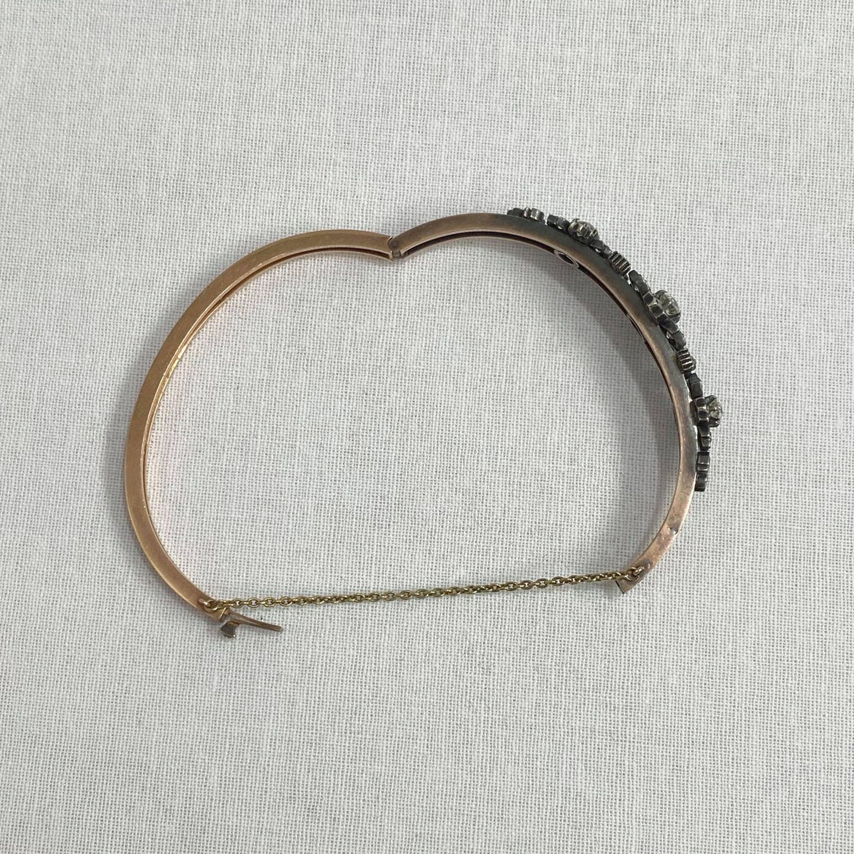 Antique Old Cut Diamond Floral Hinged Bangle
