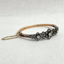 Antique Old Cut Diamond Floral Hinged Bangle