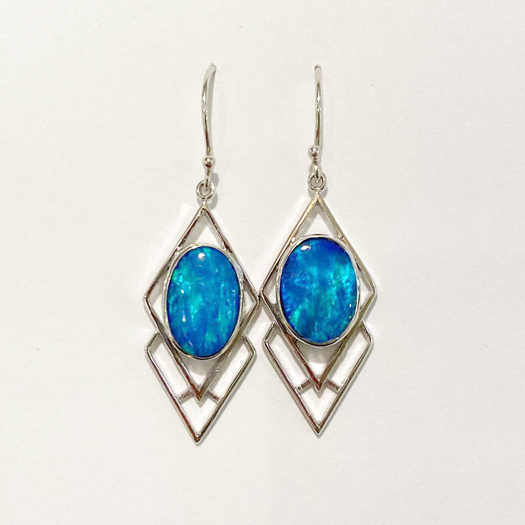 9ct White Gold 5.1ct Opal Drop Earrings