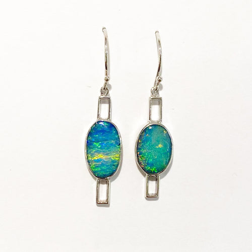 9ct White Gold 4.54ct Opal Drop Earrings