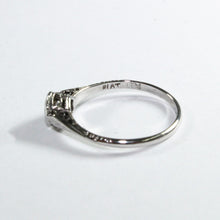 Antique White Gold and Platinum Engraved Diamond Engagement Ring