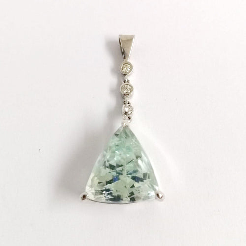 9ct White Gold Aquamarine and Diamond Pendant