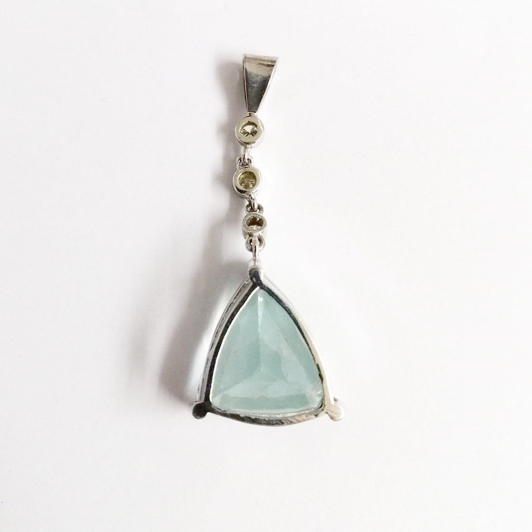 9ct White Gold Aquamarine and Diamond Pendant