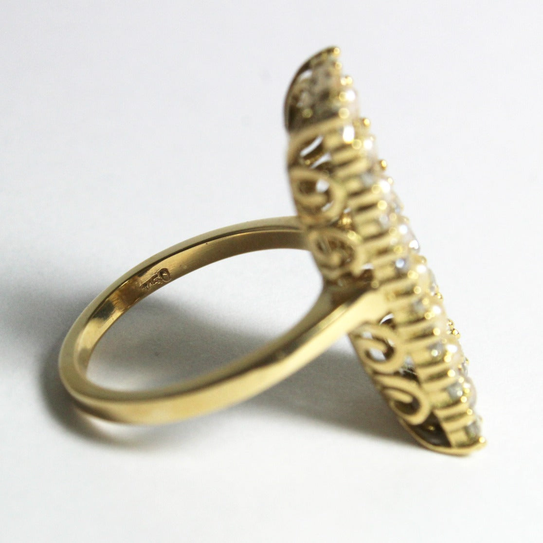 Old Cut Diamond and Seed Pearl Cocktail Ring