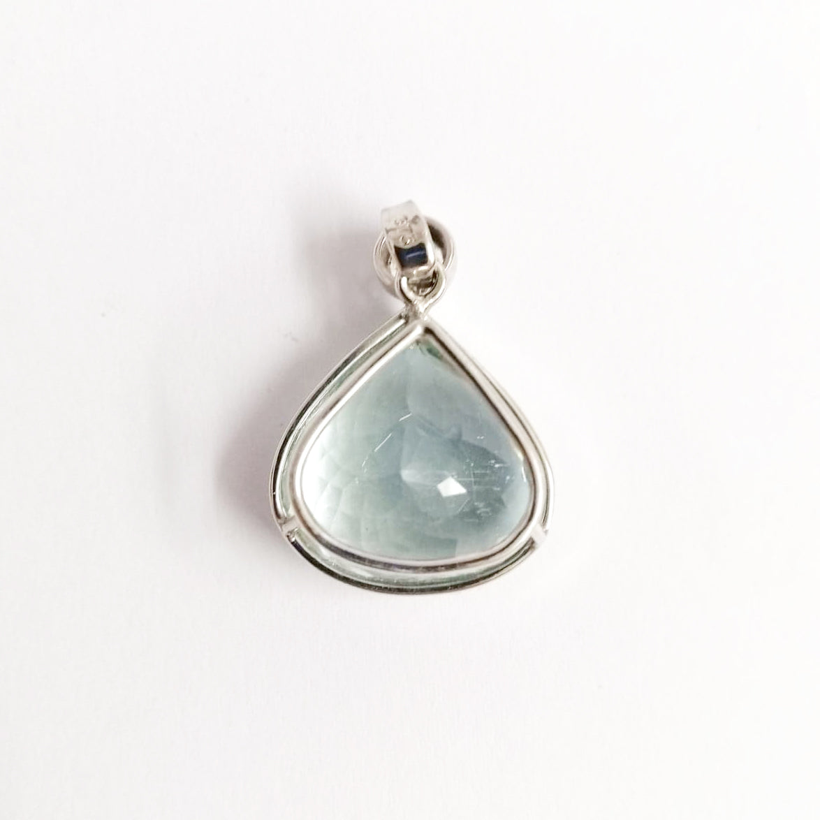 9ct White Gold 20ct Aquamarine and Diamond Pendant