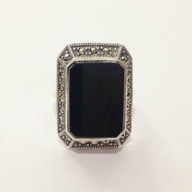 Black Onyx and Marcasite Cocktail Ring