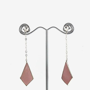 Pink Kite Shaped Gemstone Stud Drop Earrings