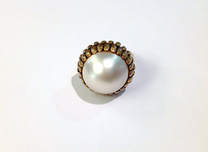 Unique Vintage Mabe Pearl Cocktail Ring