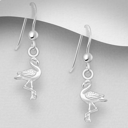 Sterling Silver Flamingo Drop Earrings