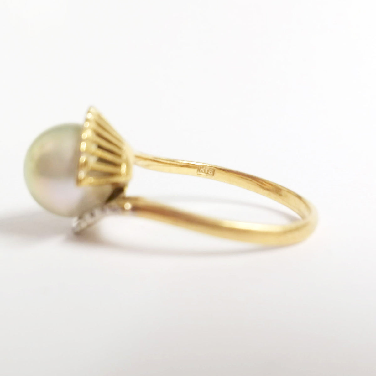Vintage 18ct Yellow Gold Cultured Pearl Dress Ring