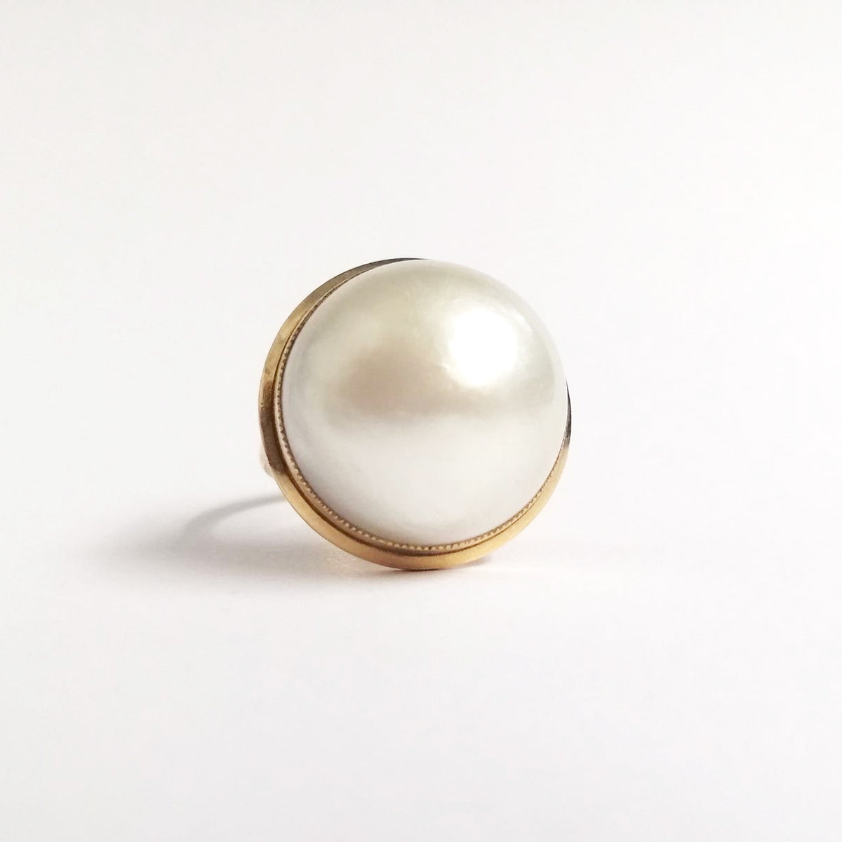 Vintage 14ct Yellow Gold Mabe Pearl Cocktail Ring