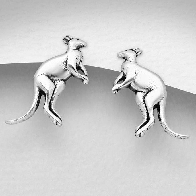 Sterling Silver Kangaroo Stud Earrings