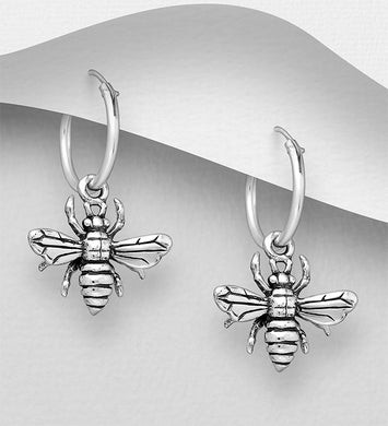 Sterling Silver Bumble Bee Drop Earrings