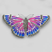 Sterling Silver Enamel and Marcasite Butterfly Brooch