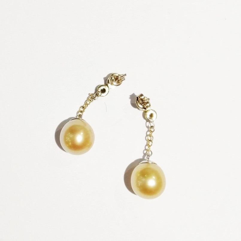 Golden South Sea Pearl and Diamond Earrings