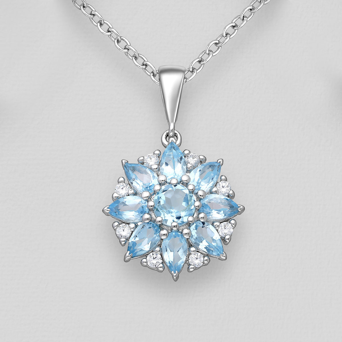 Swiss Blue Topaz and Cubic Zirconia Pendant